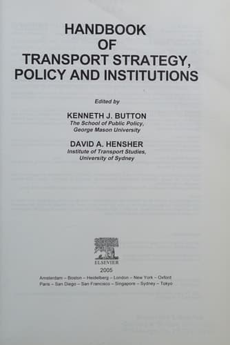 Handbook of Transport Strategy, Policy and Institutions