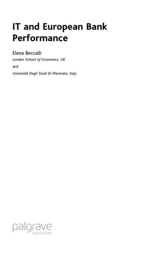 IT and European Bank Performance (Palgrave Macmillan Studies in Banking and Financial Institutions)
