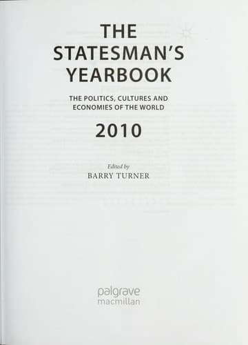 The Statesman's Yearbook 2010 The Politics, Cultures and Economies of the World