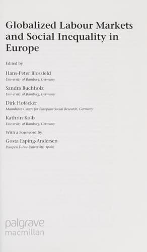 Globalized Labour Markets and Social Inequality in Europe
