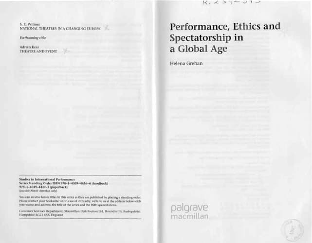 Performance, Ethics and Spectatorship in a Global Age