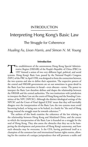 Interpreting Hong Kong’s Basic Law: The Struggle for Coherence