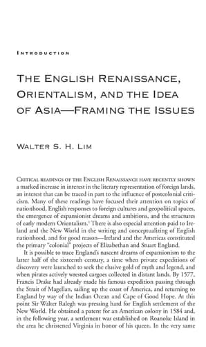 The English Renaissance, Orientalism, and the Idea of Asia