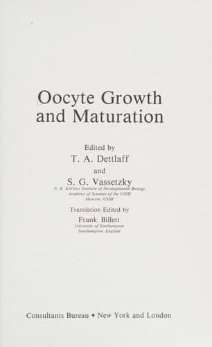 Oocyte Growth and Maturation