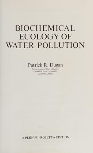 Biochemical Ecology of Water Pollution