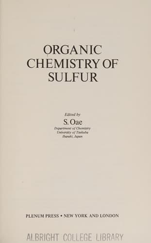 Organic Chemistry of Sulfur