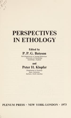 Social Behavior (Perspectives in Ethology)