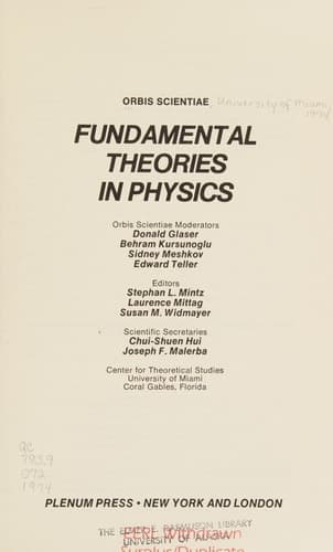 Fundamental Theories in Physics