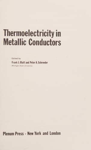 Thermoelectricity in Metallic Conductors