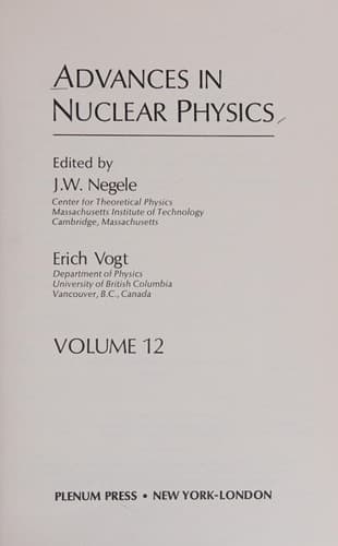 Advances in Nuclear Physics Volume 12