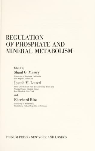 Regulation of Phosphate and Mineral Metabolism (Advances in Experimental Medicine and Biology)