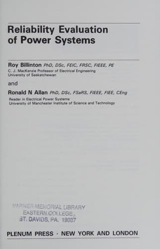 Reliability Evaluation of Power Systems