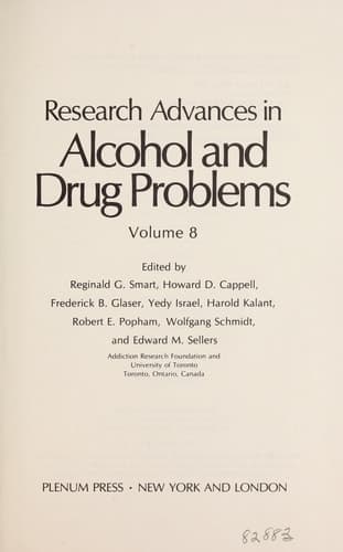 Research Advances in Alcohol and Drug Problems