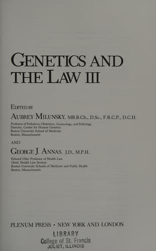 Genetics and the Law III