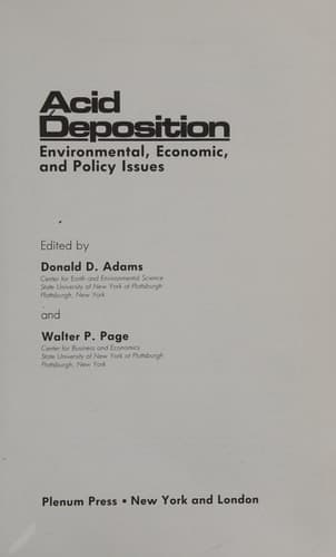 Acid Deposition: Environmental, Economic, and Policy Issues