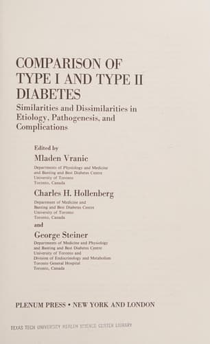 Comparison of Type I and Type II Diabetes: Similarities and Dissimilarities in Etiology, Pathogenesis, and Complications (International Congress of Endocrinology.//Endocrinology)