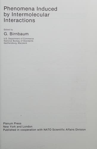 Phenomena Induced by Intermolecular Interactions (Nato ASI Subseries B:, 127)