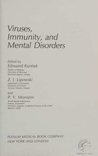 Viruses, Immunity, and Mental Disorders