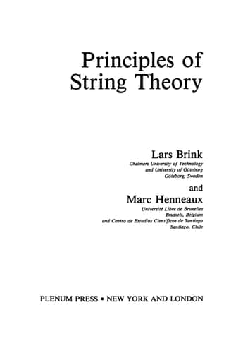 Principles of String Theory (Series of the Centro De Estudios Científicos)