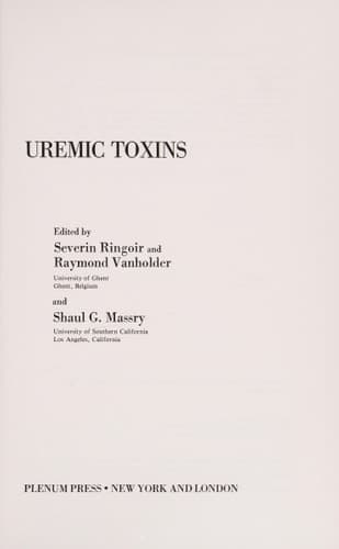 Uremic Toxins (Advances in Experimental Medicine & Biology)