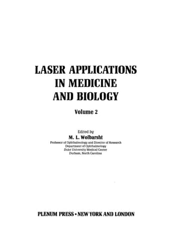 Laser Applications in Medicine and Biology Volume 4