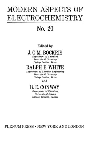 Modern Aspects of Electrochemistry No. 20 (Modern Aspects of Electrochemistry, 20)