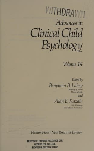 Advances in Clinical Child Psychology