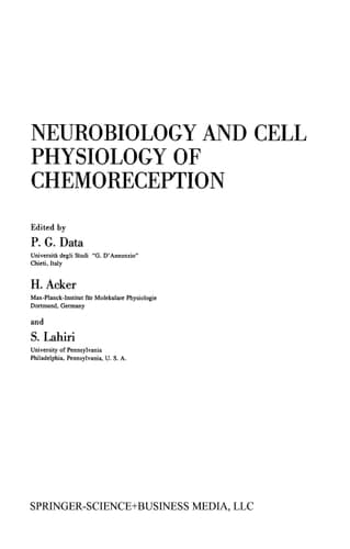 Neurobiology and Cell Physiology of Chemoreception (NATO Asi Series)