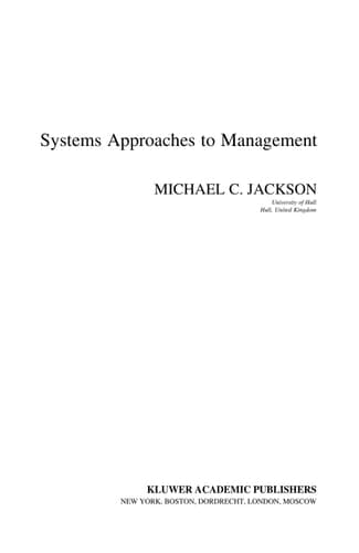Systems Approaches to Management