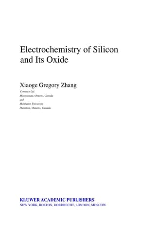 Electrochemistry of Silicon and Its Oxide