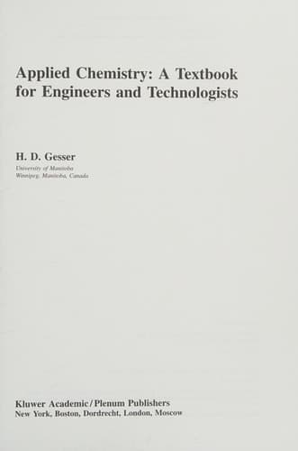 Applied Chemistry A Textbook for Engineers and Technologists