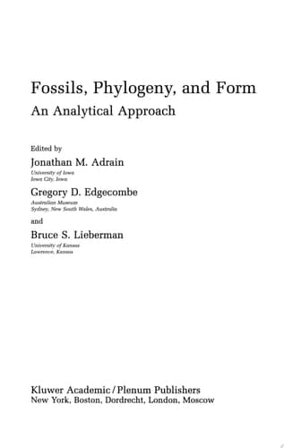Fossils, Phylogeny, and Form An Analytical Approach