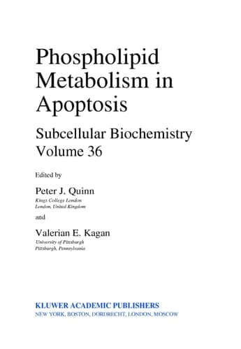 Phospholipid Metabolism in Apoptosis