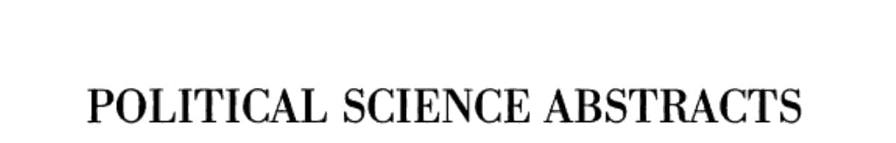 Political Science Abstracts 1995 Annual Supplement In three volumes Volume 2