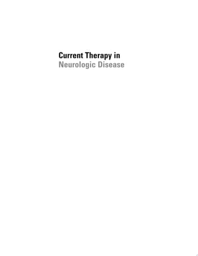 Current Therapy in Neurologic Disease