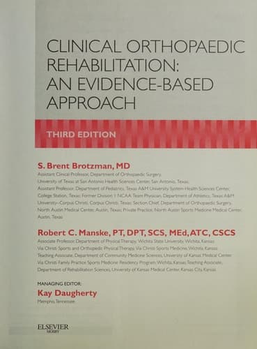 Clinical Orthopaedic Rehabilitation: An Evidence-Based Approach