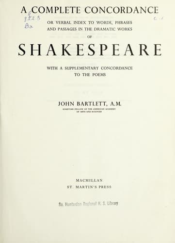 A Complete Concordance to Shakespeare