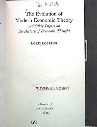 The Evolution of Modern Economic Theory and Other Papers on the History of Economic Thought