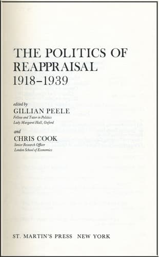 The Politics of reappraisal, 1918-1939