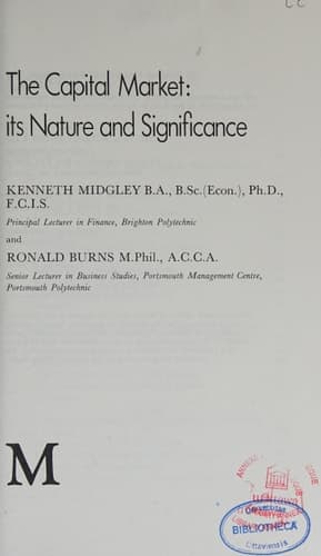 The capital market: Its nature and significance (Studies in finance and accounting)