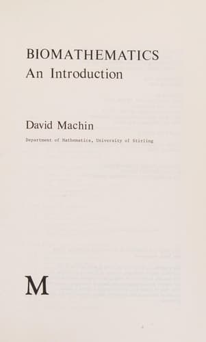 Biomathematics An Introduction