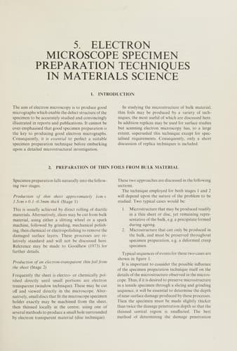 Electron microscope specimen preparation techniques in materials science (Philips technical library)