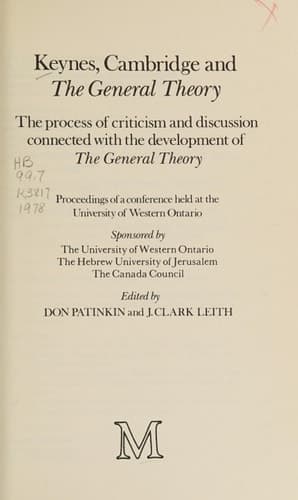 Keynes, Cambridge and the General Theory