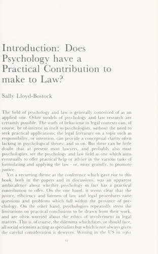 Psychology in legal contexts: Applications and limitations (Oxford socio-legal studies)