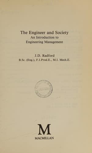 The Engineer and Society: An Introduction to Engineering Management