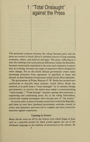 The Press and Apartheid Repression and Propaganda in South Africa
