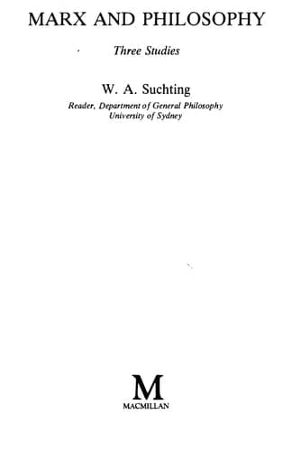 Marx and Philosophy: Three Studies