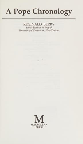 A Pope chronology (Macmillan author chronologies)