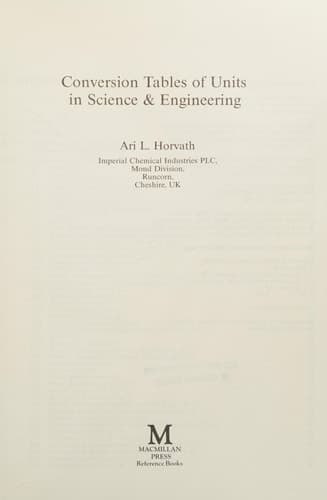 Conversion Tables of Units in Science & Engineering