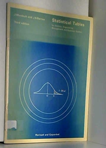 Statistical Tables for Science, Engineering, Management and Business Studies